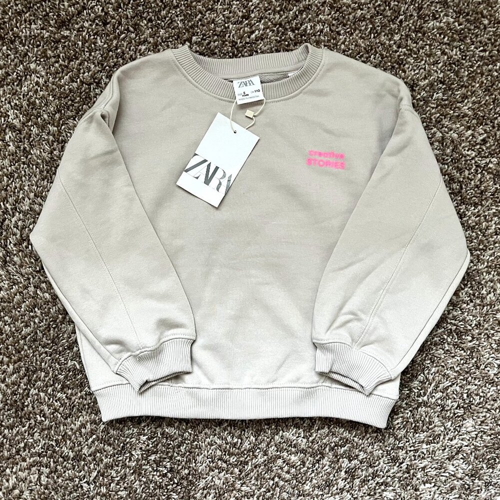 NEW ZARA Kids - Girls Light Gray Sweatshirt - Size 5T